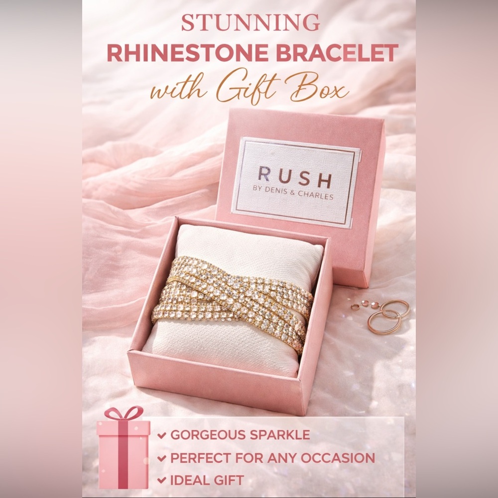 RUSH by Denis & Charles Rhinestone Bracelet | Sparkling Statement | Gift Box